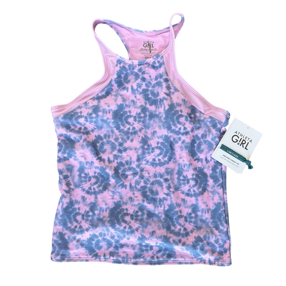 NWT Athleta Girl Pink and Blue Tie-Dye Swim Top Tankini